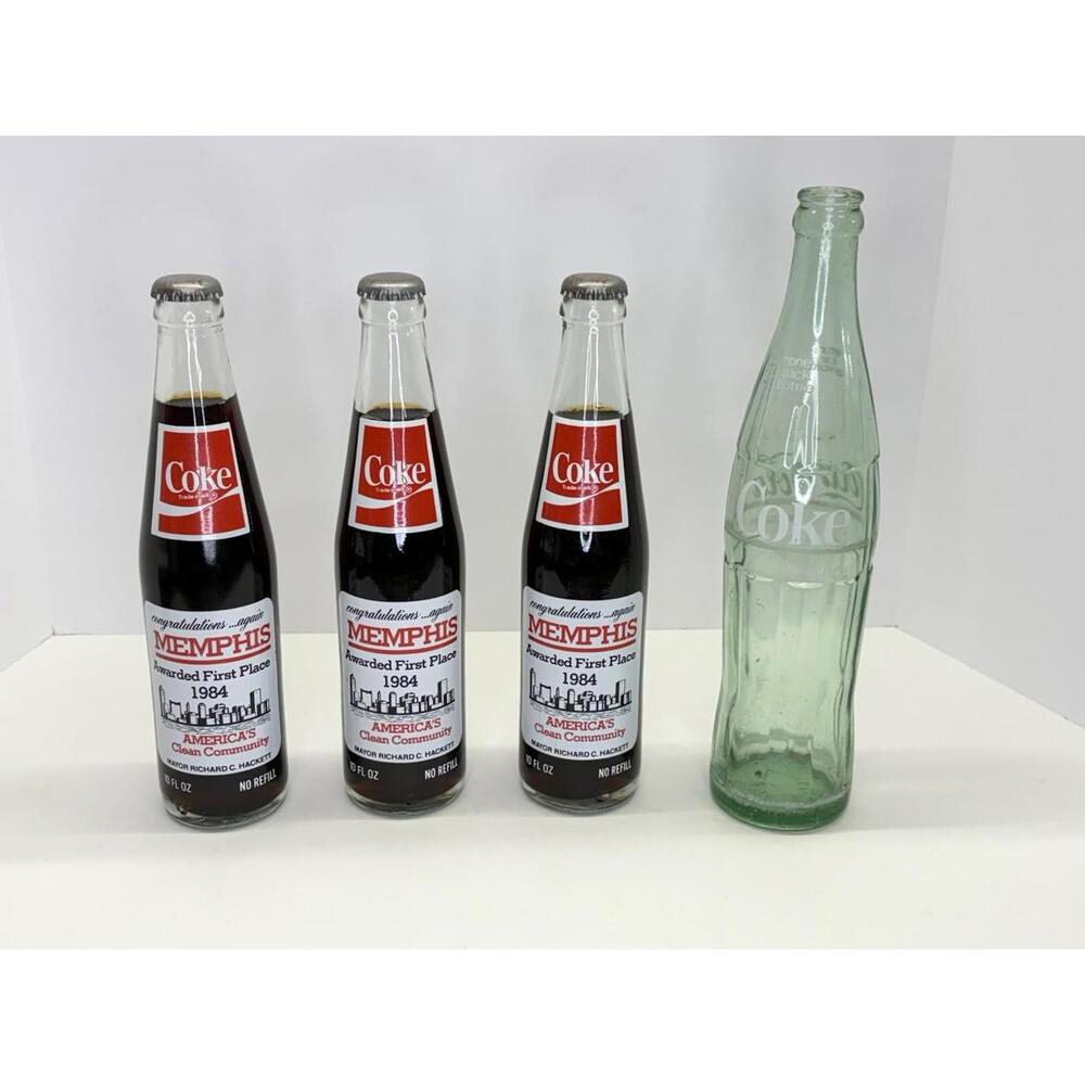 1984 Memphis First Place Clean Community Richard Hackett Tennessee Coke Bottles